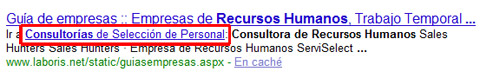 Enlace "Ir a" en snippet de google.es