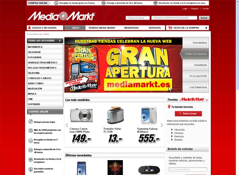 La web de MediaMarkt